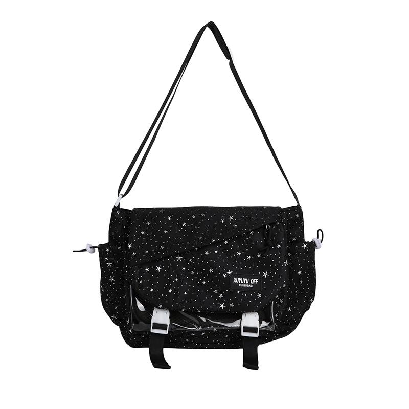 

Cute Japanese Style Crossbody Bags for Girls Large Capacity Transparent Messenger Bag for Casual and Simple Commuting Bag чёрный