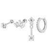 Set de 4 Pendientes Aro Huggie Circulares de Acero Inoxidable para Mujer Color Dorado Único Pendiente de Flor con Circonita Joyería para Piercing