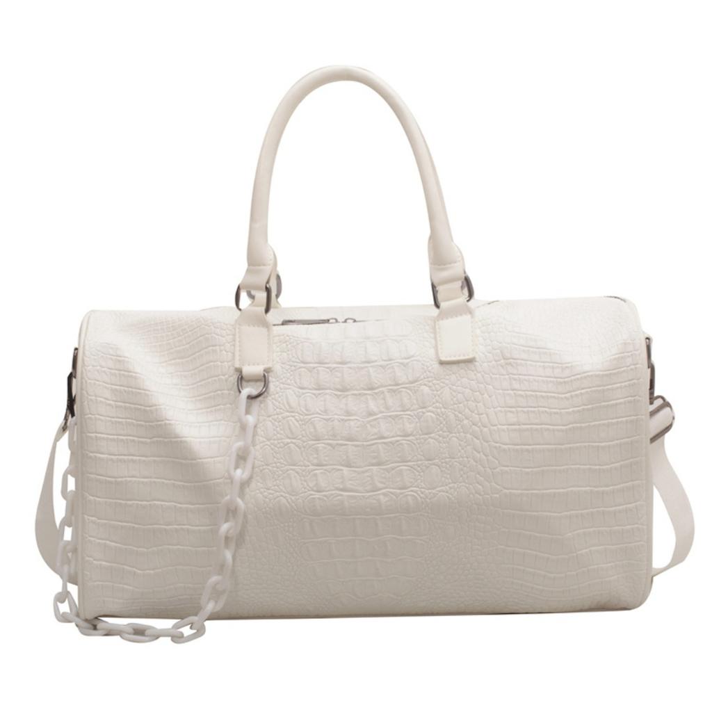 Stylish Travel Bag for Women Large Capacity Tote Carry On Luggage, Premium Faux Leather Sport Gym Bag