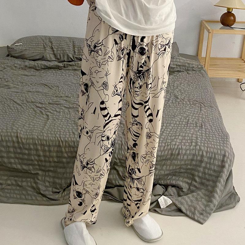 Cartoon Sleeping Pants for Women, Summer and Autumn, New Style for Outdoor Wear, Home Air Conditioning Pants, Korean Version, Loose Fit