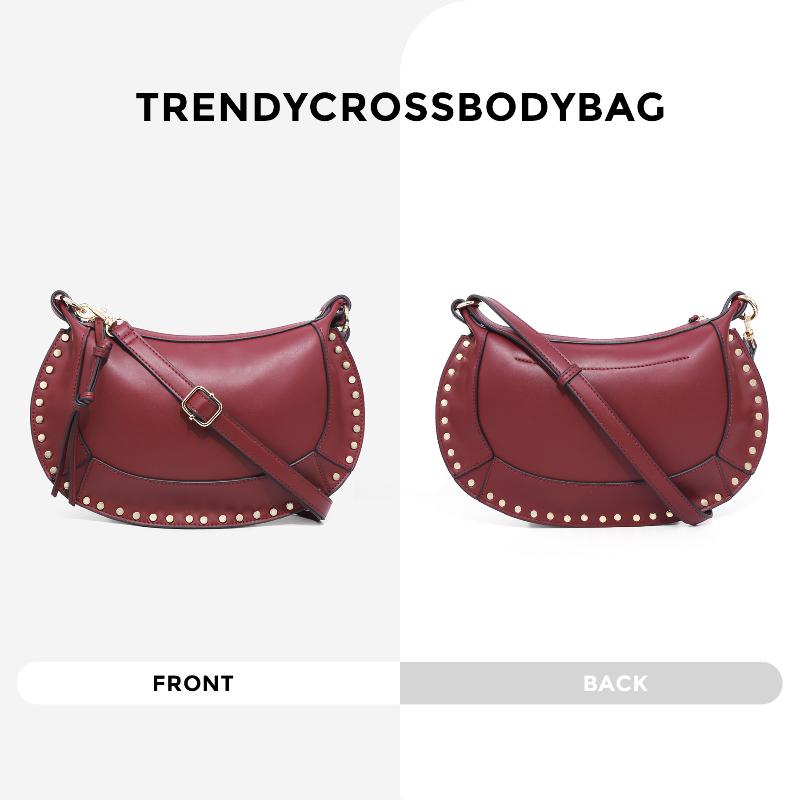 Exquisite Rivet Half-Moon Crossbody Bag European And American Hot-Selling Single Shoulder Crescent Bag