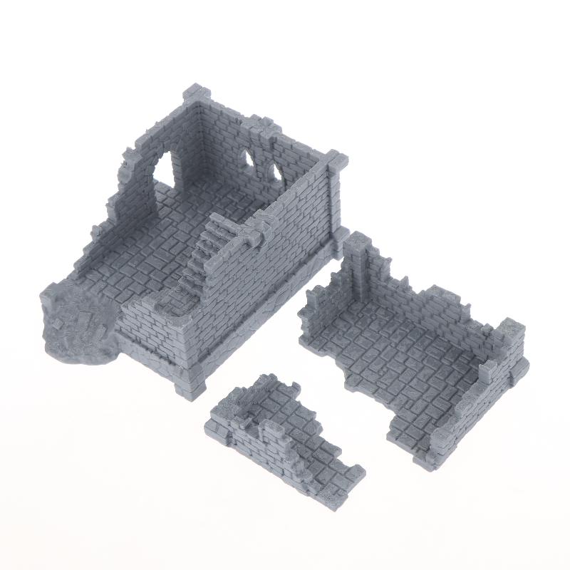 Gothic Building Ruins Terrain Scenery Unpainted Miniature Building Model 3D Printed Wargaming Terrain Scenery Building Ornaments