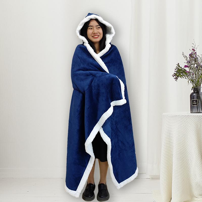 

Двухслойный фланелевый плащ с капюшоном: Зимнее теплое одеяло 120*180 cm