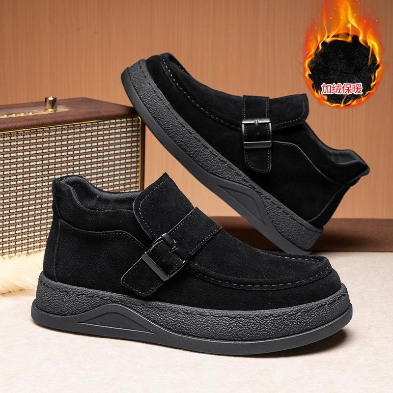 

Men s Shoes Winter Suede Casual Leather Shoes Lazy People s Work Driving Non-slip Retro Leather Shoes 39 чорний