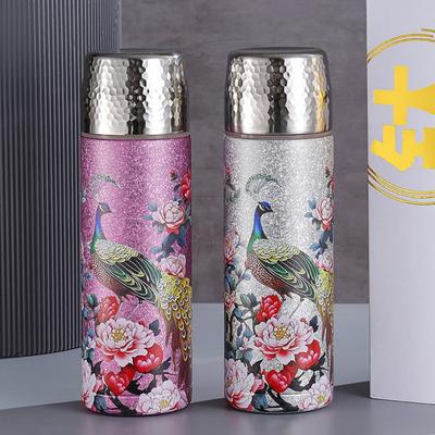 Titan-Wasserflasche Vakuumisoliert Doppelwandig Isoliert Flasche Flask mit Deckel Tasse Für Outdoor Klettern Laufen Tee Kaffee