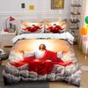 Jesus Sat Radiantly In The Clouds Duvet Cover Set With 3D Printing Design Soft Polyester Bedding Set All-Season Comfort