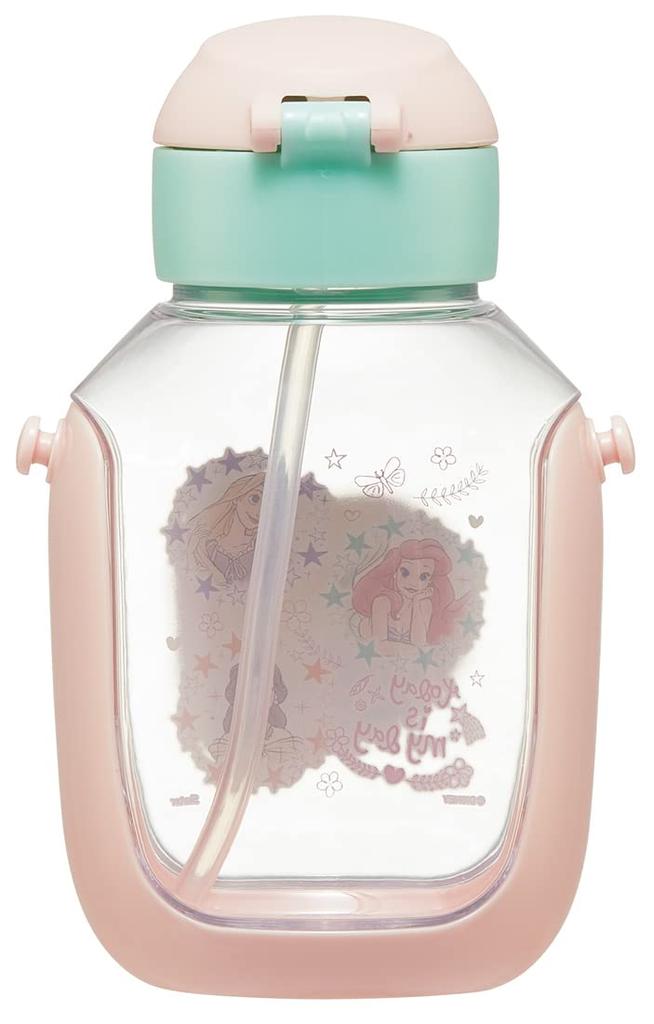 Skater Water Bottle with Straw, 530ml, Disney Princess 23, One-Push Operation, for Girls, PDSH6DX-A