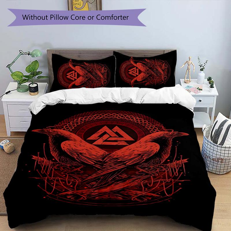 Nordische Mythologie 3-teiliges Bettwäsche-Set Bettbezug Verschluss Enthält 1 Bettbezug & 2 Kissenbezüge für Alle Jahreszeiten Schlafzimmer Zuhause Wohnheim Dekoration
