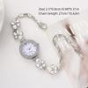 Roman-Scalped Quartz Bracelet Watch Diamond Embedded Adjustable Vintage Round Ladies Watches Gemstone Flower Clasp Alloy Case