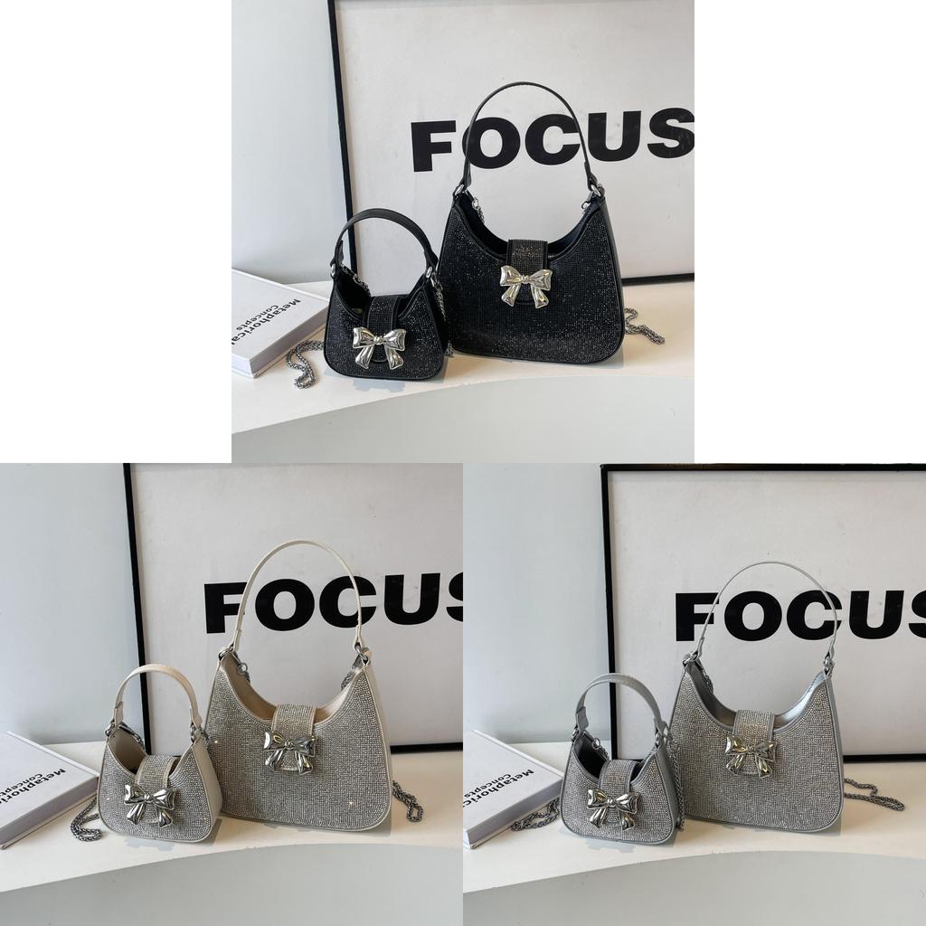 Chic Small Batch Crystal Chain Underarm Tote Bag 2024 New Spring Single Shoulder Crossbody Bag