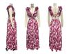European & American Women's Floral Slimming V-Neck Ruffle Holiday Dress