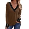 Elegant Plus Size Women S V Neck Long Sleeve Top With Button Decor