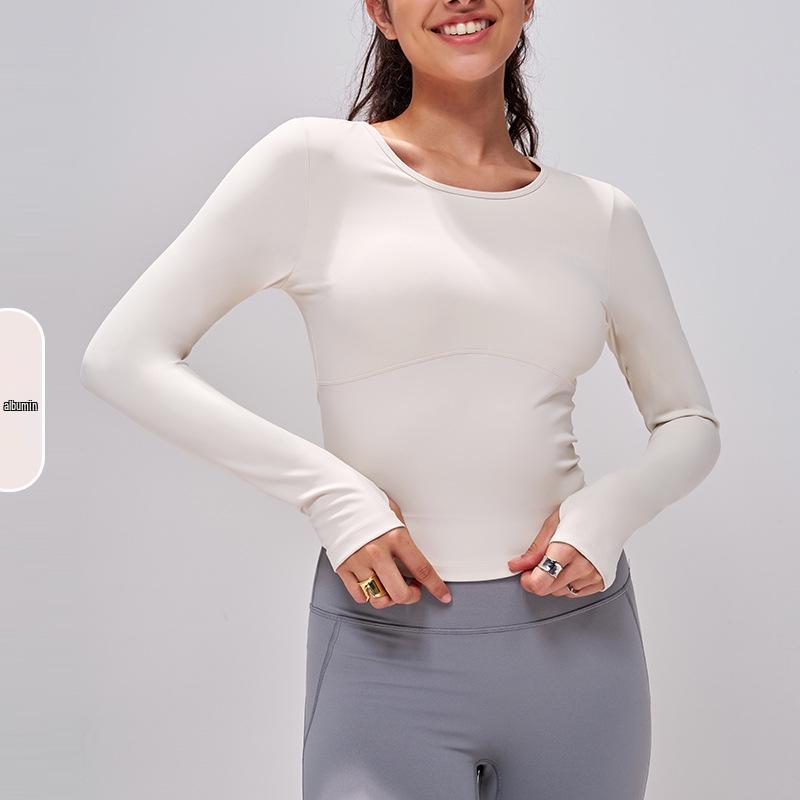 Lulu Bare Feel Long Sleeve Yoga Top: Autumn-Winter Fixed Cup Pilates & Fitness Wear for Women Medium