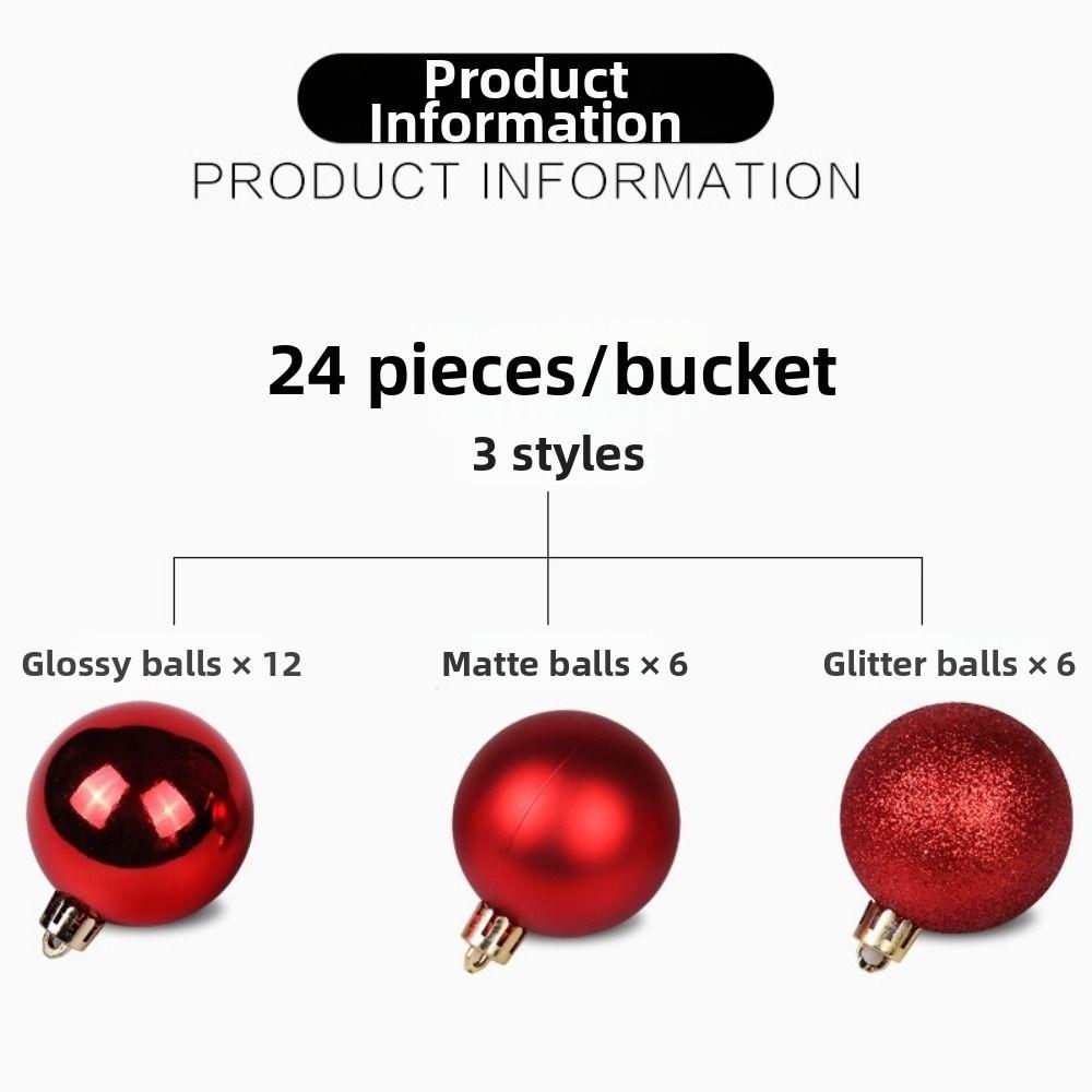 24Pcs 3/5CM Christmas Balls Hang Pendant Reusable Christmas Tree Ornaments Plastic Shatterproof Xmas Tree Baubles Holiday Decor