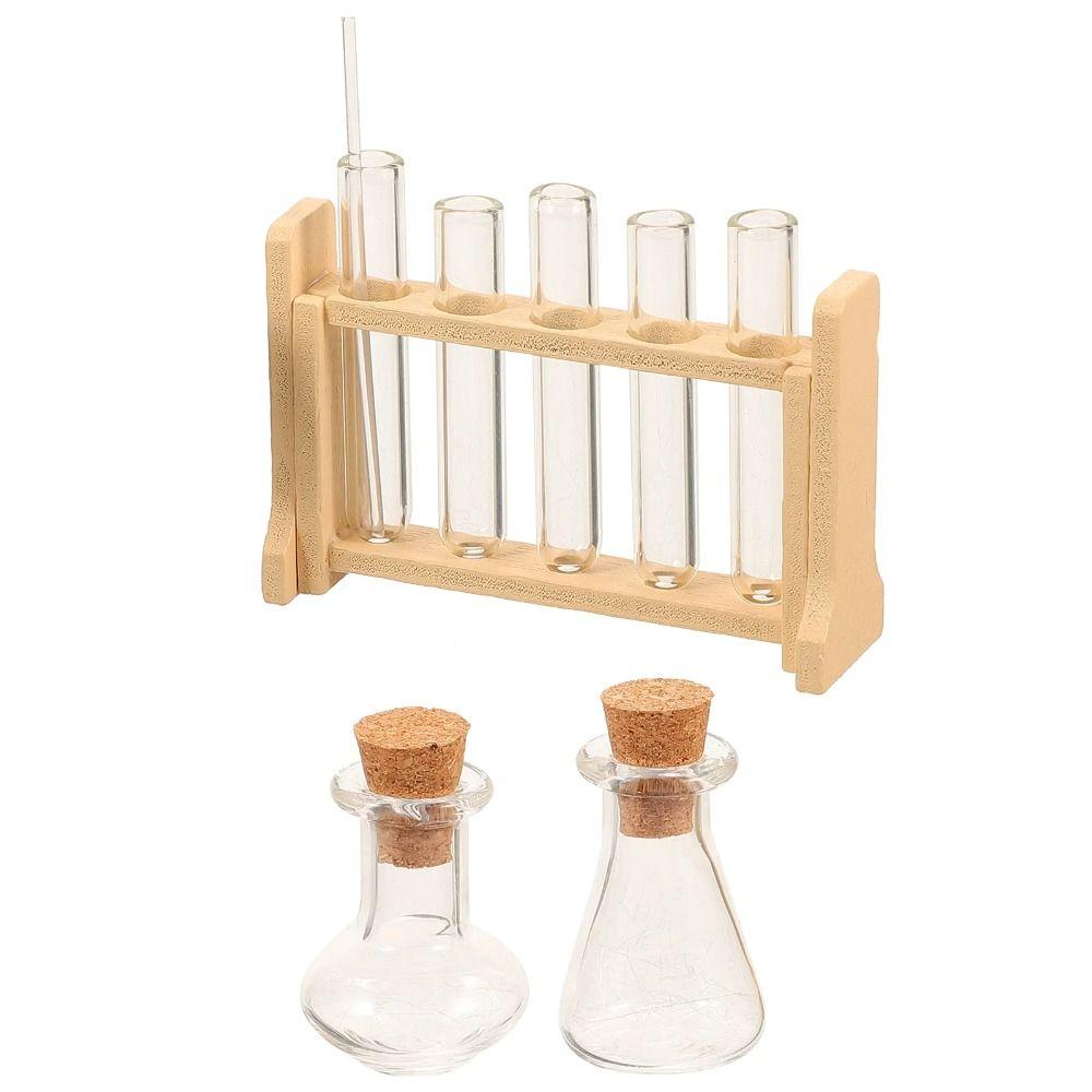 Measuring Cup Simulated Glass Test Tube With Wooden Rack Miniature Measuring Cup Kids Gift