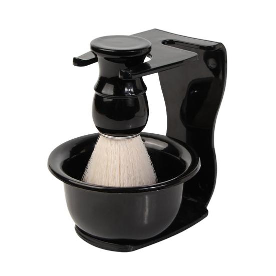 3-In-1 Beard Grooming Kit with Shaving Brush Soap Bowl Stand Ergonomic Design Beard Care Set Shaving Tools for Facial Care And Travel Use