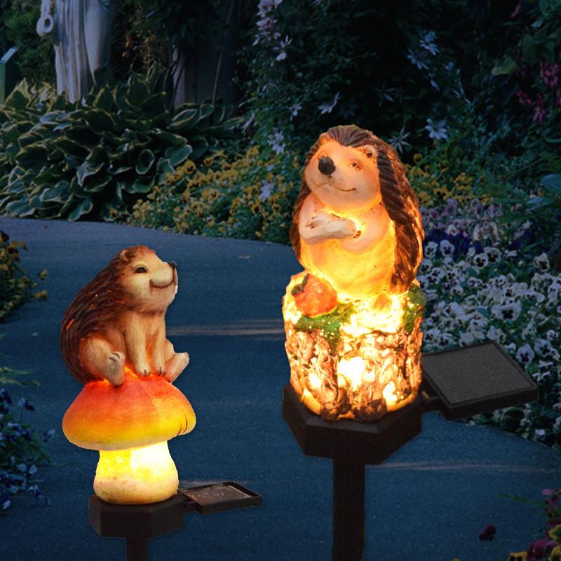 Solar Garden Led Hedgehog Figurine Lamp With Waterproof For Landscape Decoration