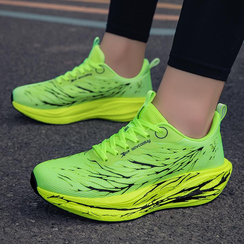 Carbon Plate Running Shoes Unisex Cushion Shock Absorption Athletic Sneakers Breathable Lightweight Sport Shoes Size 35-45