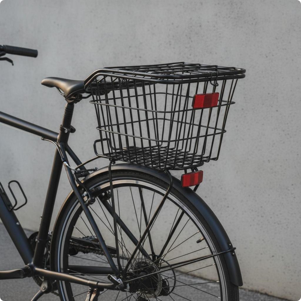 Bike Rear Rack with Basket Long-Lasting for Grocery Shopping, Commuters