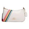 Jes 25 Gold Logo Print Rainbow Shoulder Strap Zipper Closure Pebble Leather Crossbody Bag Medium Women Crossbody Bag White C7265-IMCHK