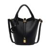 IELGY Lychee Pattern Portable Bucket Bag Ladies High-End Retro Vegetable Basket Bag Korean Version One-Shoulder Underarm Bag