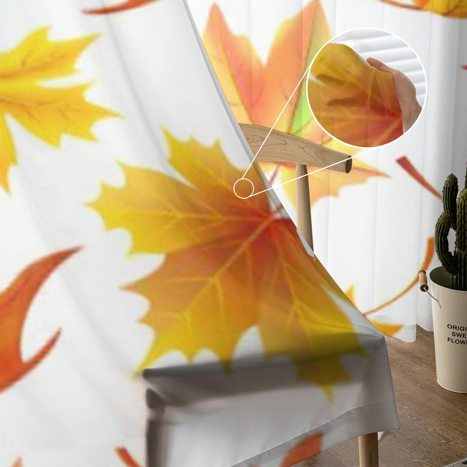 Осенние желтые листья роскошные шифоновые прозрачные шторы для гостиной спальни украшение — фото 4