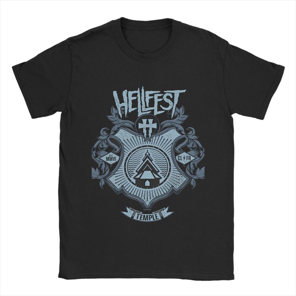 Hellfest Heavy Metal Music   100 Cotton T-Shirt For Man Summer  Classic T-Shirts O Neck Hippie Tees Oversized Pattern Tops