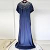 European & American Light Luxury Evening Gown 2026: Backless Shiny Satin Dress with Heavy Beading & Rhinestones