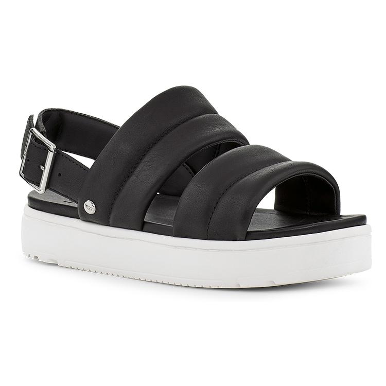 UGG Zayne Leather One Strap Sandals Women's Black 1124997-BLLE