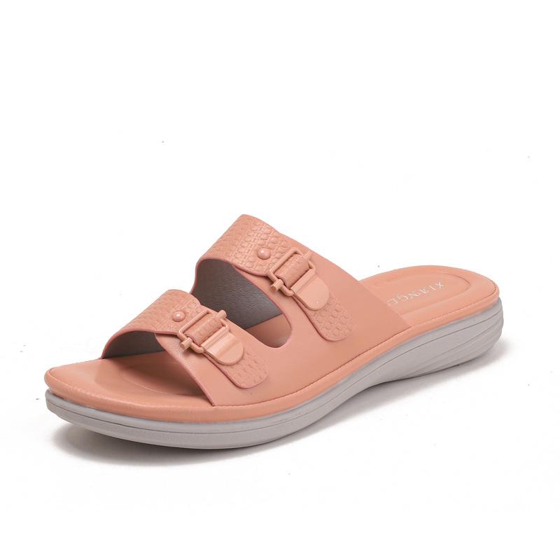 Wedge heel slippers women's non-slip summer wear bohemian travel seaside reverse set stepping on shit sandals