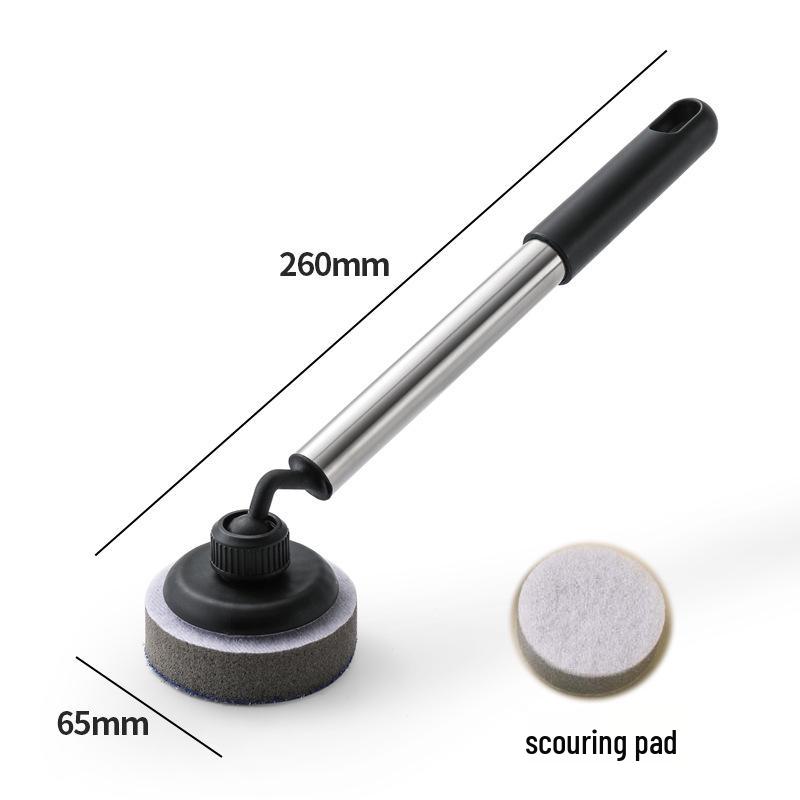 Non-stick Pan Cleaning Brush - Long Handle, Non-Damaging Scrubbing Sponge for Pots and Dishes