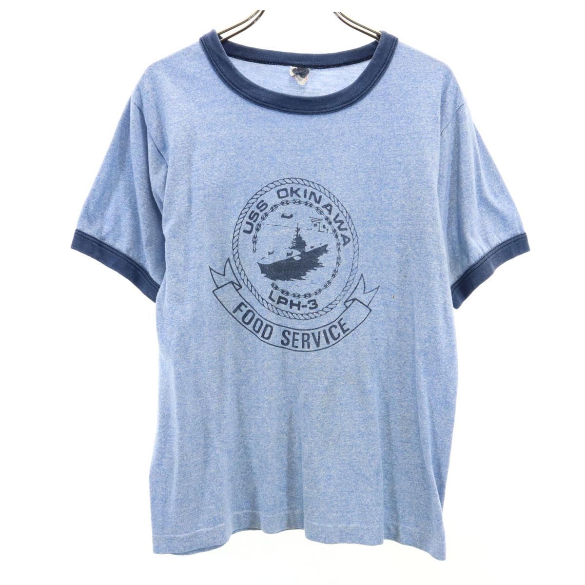 

SCREEN STARS 80-е 90-е Старая футболка с коротким рукавом, синяя отделка, Мужская, Б/У