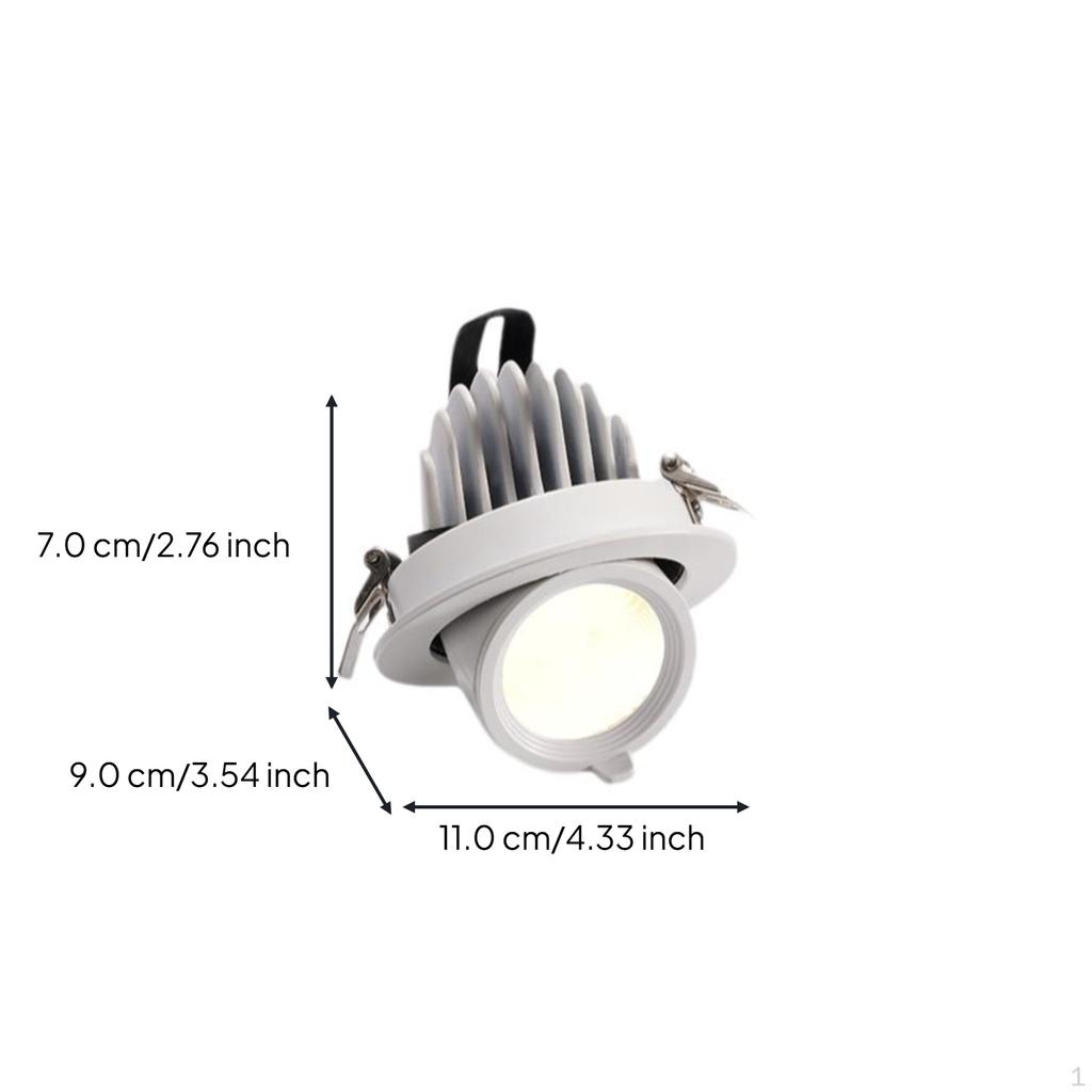 COB Recessed Ceiling Light, AntiGlare Spotlight, Adjustable Lightemitting Diode Downlight Warm Light