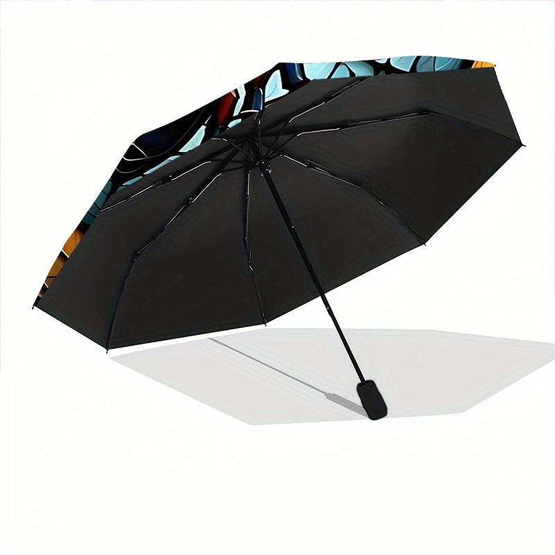1pc Spider StainedGlass Compact Travel Umbrella, Automatic Folding Lightweight Windproof 8-Bone Reinforced Design, Portable for Backpack Dur