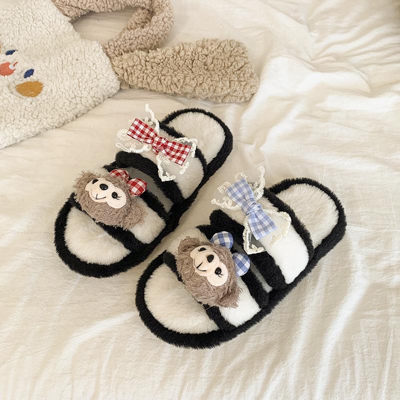 Versatile cartoon animation milk Huhu Mao Baotou drag women's shoes autumn and winter fashion casual style comfortable home slippers