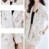 Elegant Lady White Suit Jacket and Skirt Two-piece Set for Spring, Double-breasted Casual Wear Clothes