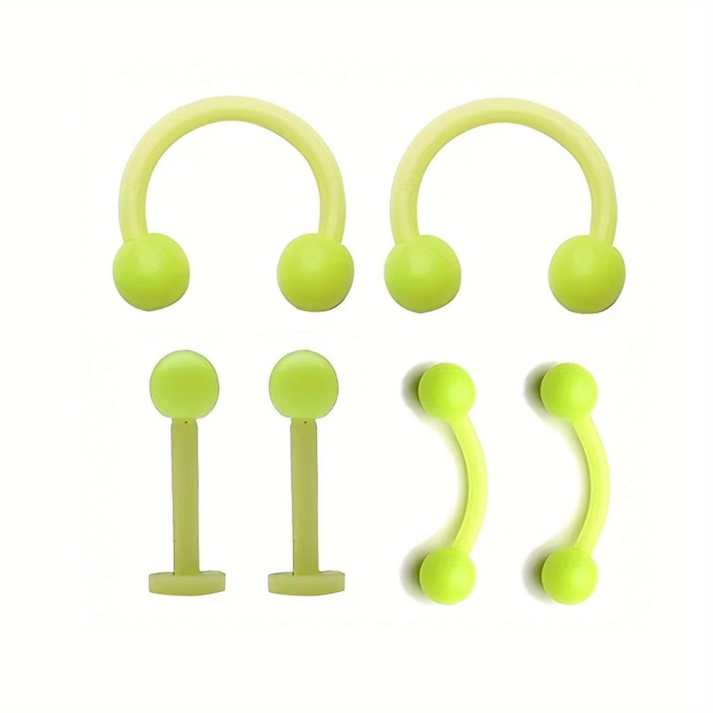 6Pcs UV Rook Multicolor Nose Rings Hoop Earrings Eyebrow Ring Lip Labret Studs Acrylic Flexible Cartilage Ear Piercing Jewelry