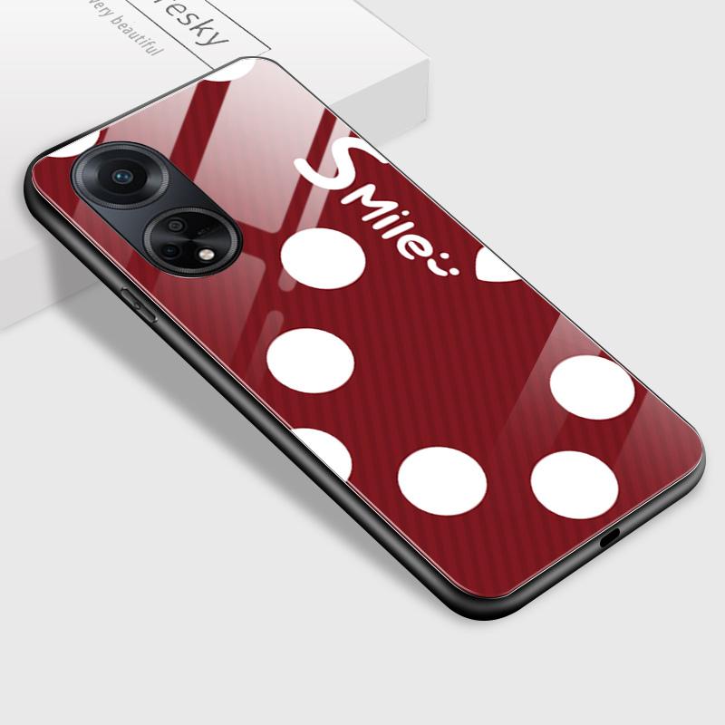 For OPPO A16 A16s A18 A38 A58 A78 A96 A98 Reno8T 10 Pro 12F Realme C30 C33 C63 C65 C67 Girls Smile Love Heart Dot Shockproof Hard Glass Case Cover