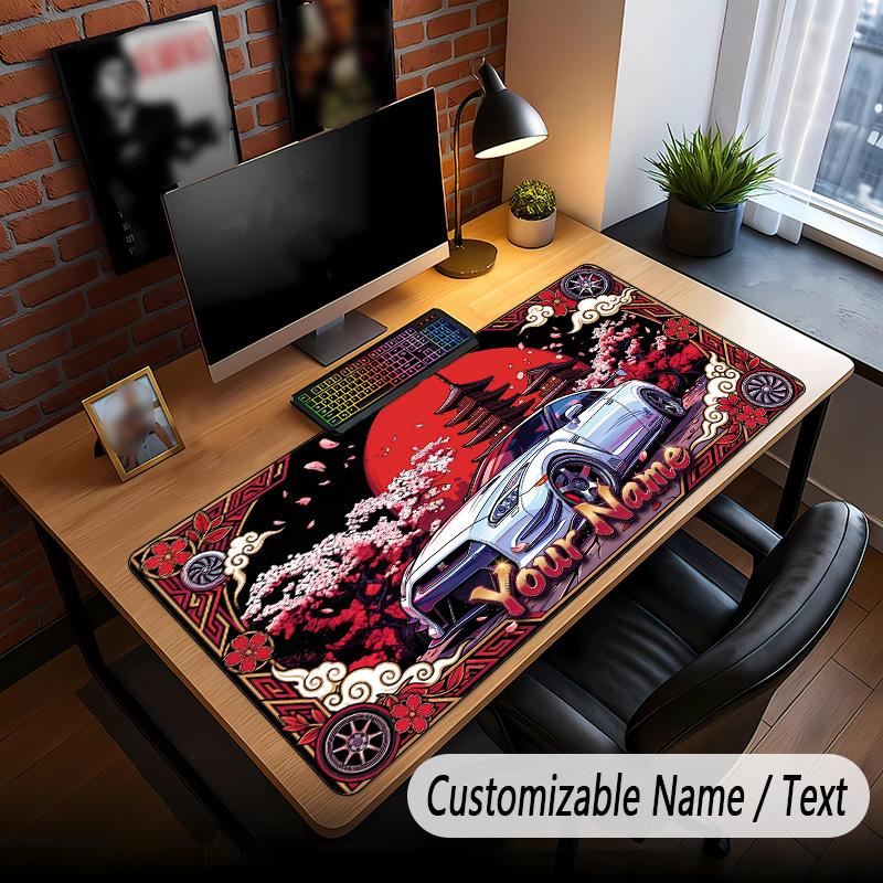 Rose Floral Theme Custom Mouse Pad Personalized With Name Text Customized Desk Mat For Office Home Decor
