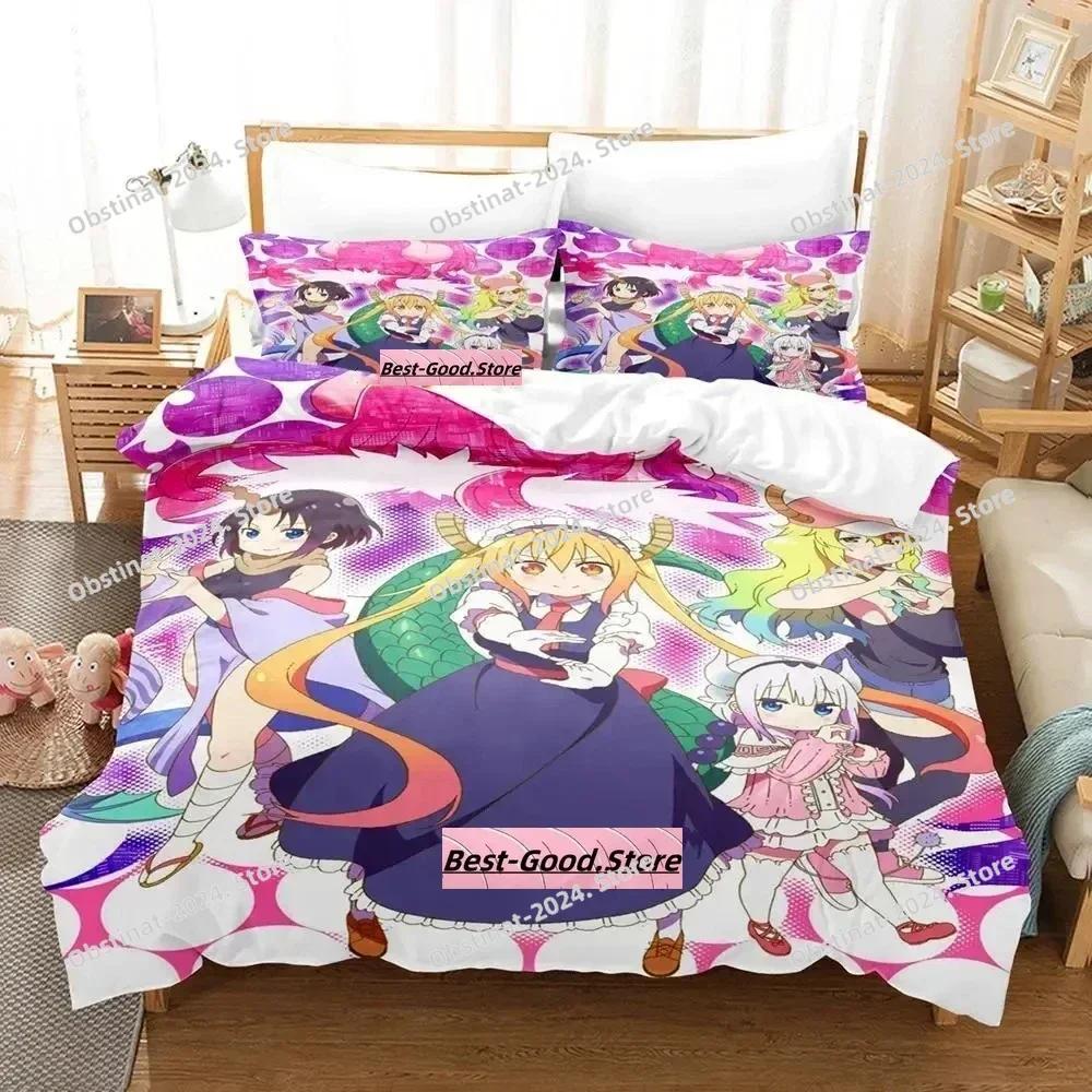 Mis Kobayashi's Dragon Maid Beding Set Printed Bed Linen Set With Pilowcase Bed Soft Duvet Cover Soft Quen Super King-Sized Dimensionsd Dimensions