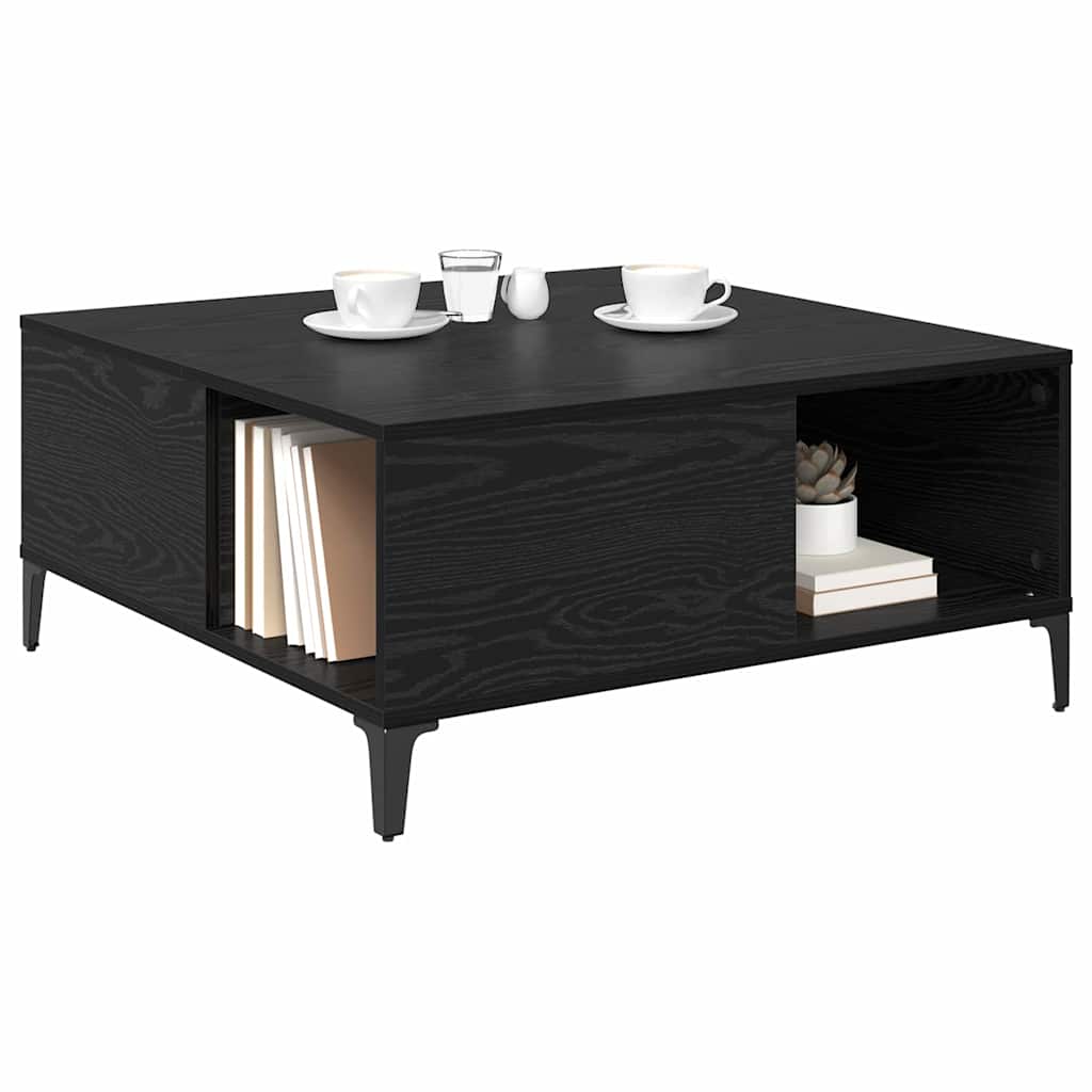 Coffee Table Black Oak Effect 80 X 80 X 36.5 Cm Engineered Wood