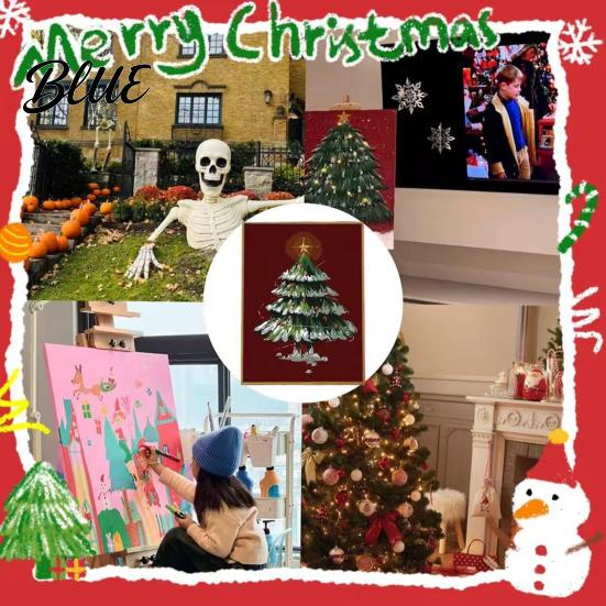 Fading-resistant Paint Colors Paints Included Xmas Paint-by-Numbers DIY Painting Christmas Tree Kit Canvas Holiday Textured
