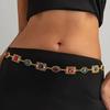 Ingemark Retro Colorful Acrylic Rhinestone Waist Chain Women Bohemia Exquisite Luxury Adjustable Belly Body Chain Y2K Jewelry