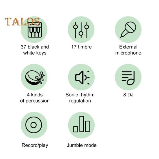 Kids Electronic Piano Keyboard Toy with Microphone 37 Keys Multi-function Musical Instrument Toy Toddlers Boys Girls USB Battery Powered Educational