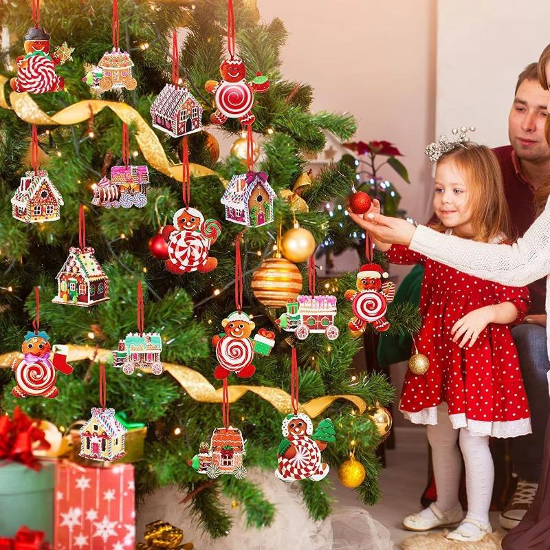 Gingerbread House Ornaments Holiday Christmas Tree Ornament with Xmas Decorative Hanging Ornaments for Xmas Party Decorations