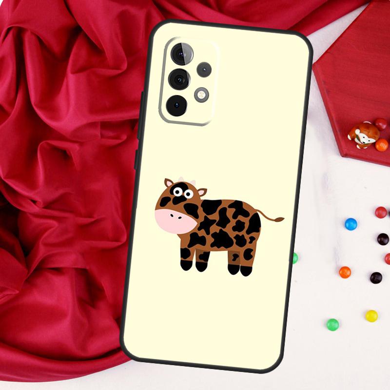 Cartoon Cute Cow Spots For Samsung Galaxy A55 A53 A33 A13 A35 A15 A36 A56 A26 A16 A22 A32 A52 A54 A34 A06 A05 Case