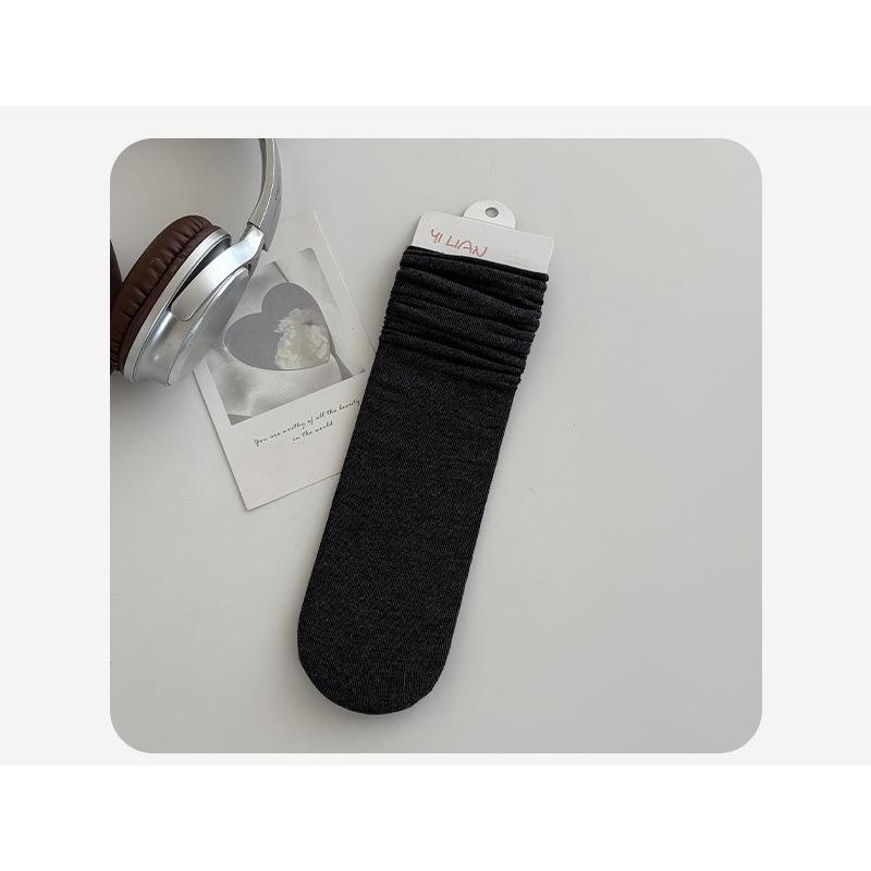 Pure Cotton Women's Summer Thin Pile Socks Solid Color Mid-calf Socks Oxygen Cotton Postpartum Socks Women's Long Socks