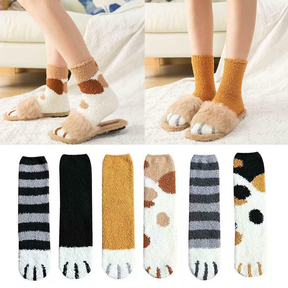 Buy 6 Pairs Winter Cat Claws Cute Thick Warm Sleep Floor Socks Plush