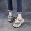 Johnature Mesh Splicing Genuine Leather Breathable Women's Shoes Thick Sole Mixed Colors Casual Sports Shoes
