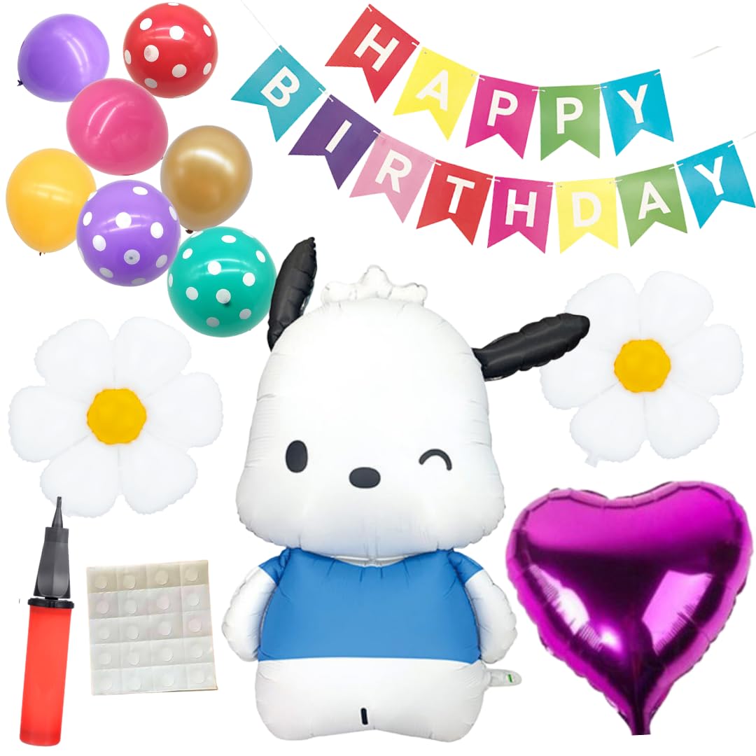

3-й дизайн воздушных шаров Pochacco Sanrio Большая гирлянда для украшения дня рождения с воздушным насосом (Почакко, День рождения)